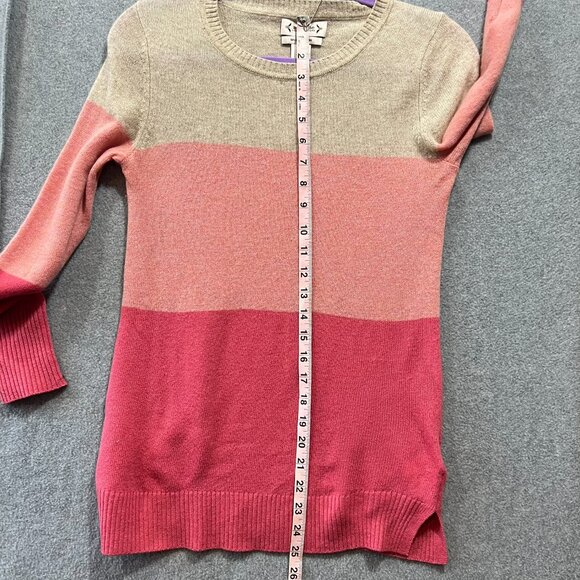 Nanette Lepore 100% Cashmere w FLAW Colorblock Crewneck Sweater XS Lightweight - Picture 5 of 8